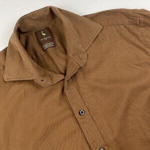 Tailorbyrd Short Sleeve Button Up Shirt Women’s L Cotton 2ply Yarn Brown